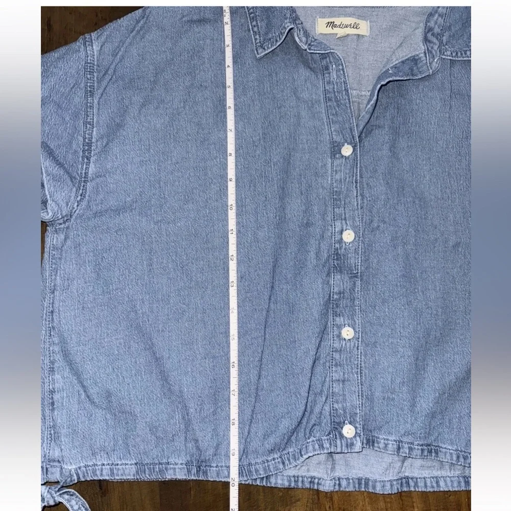 Madewell Denim Side-Tie Shirt in Aurea Wash 100% Cotton Size Large - Picture 9 of 10